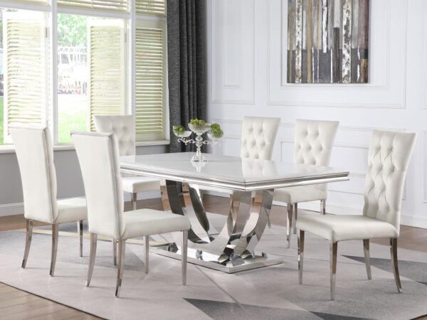 Kerwin 7-piece Rectangular Dining Table Set White and Chrome