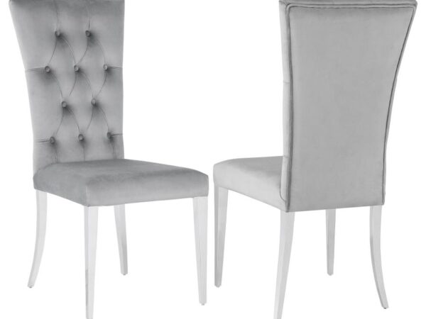 Kerwin Velvet Upholstered Dining Side Chair Grey (Set of 2)