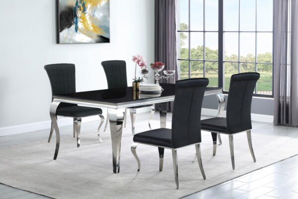 Carone 5-piece 81-inch Rectangular Black Glass Dining Set Black