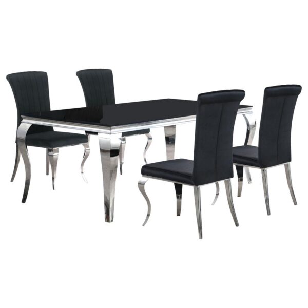 Carone 5-piece 81-inch Rectangular Black Glass Dining Set Black