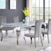 Carone 5-piece 81-inch Rectangular White Glass Dining Set Grey