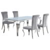 Carone 5-piece 81-inch Rectangular White Glass Dining Set Grey