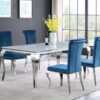 Carone 5-piece 81-inch Rectangular White Glass Dining Set Teal