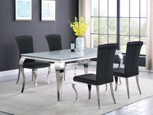 Carone 5-piece 81-inch Rectangular White Glass Dining Set Black