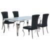 Carone 5-piece 81-inch Rectangular White Glass Dining Set Black