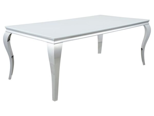 Carone Rectangular 81-inch Glass Top Dining Table White