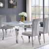 Carone 5-piece 61-inch Rectangular White Glass Dining Set Grey