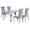 Carone 5-piece 61-inch Rectangular White Glass Dining Set Grey