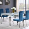 Carone 5-piece 61-inch Rectangular White Glass Dining Set Teal