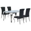 Carone 5-piece 61-inch Rectangular White Glass Dining Set Black