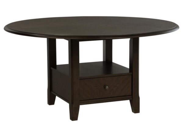 Twyla 60-inch Round Dining Table with Drawer Dark Cocoa