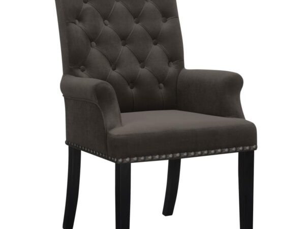 Alana Velvet Upholstered Dining Arm Chair Brown