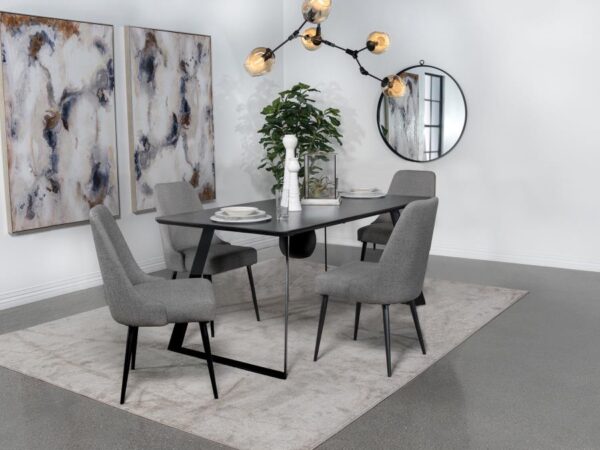 Smith 5-piece Rectangular Ceramic Top Dining Table Set Black