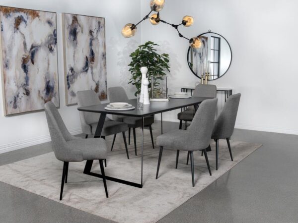 Smith 7-piece Rectangular Ceramic Top Dining Table Set Black