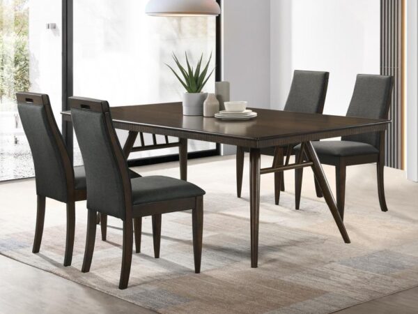 Wes 5-piece Rectangular Dining Table Set Dark Walnut