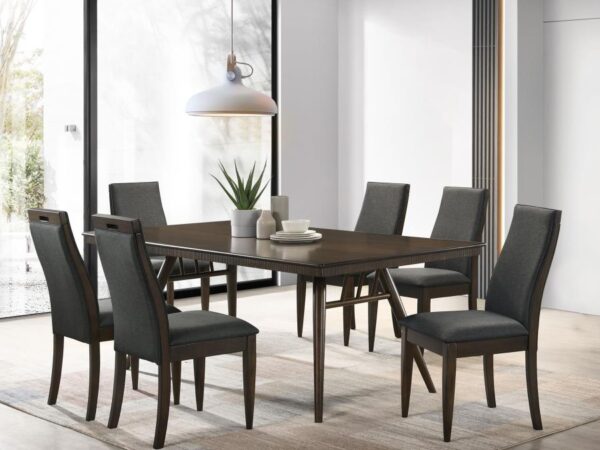 Wes 7-piece Rectangular Dining Table Set Dark Walnut