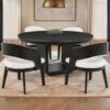 Leandro 5-piece Round Dining Table Set Burnished Black