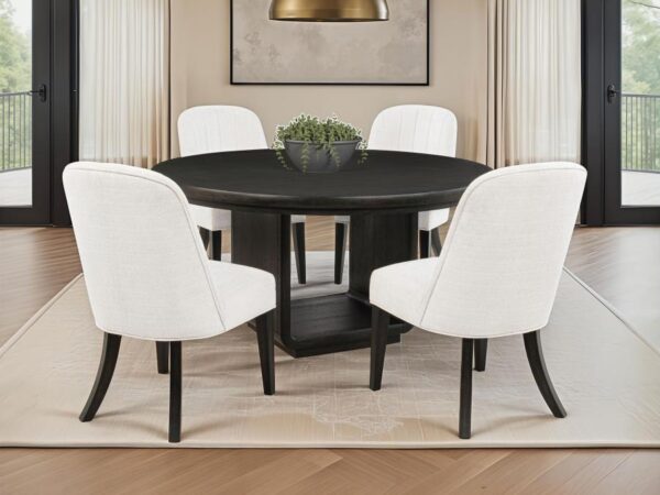 Leandro 5-piece Round Dining Table Set Burnished Black