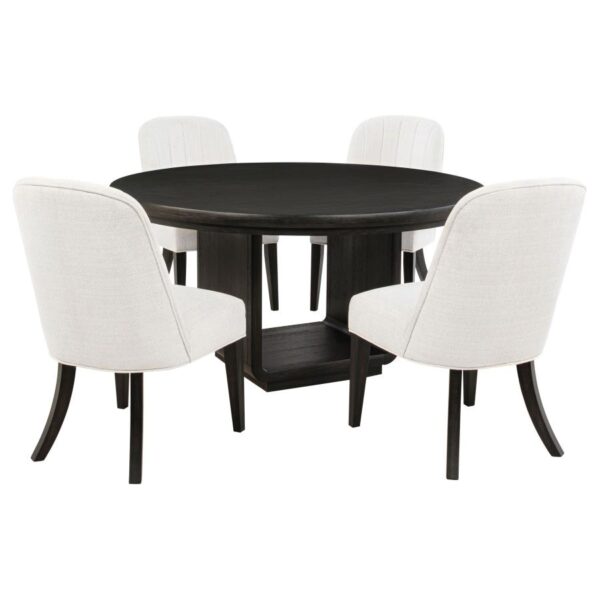 Leandro 5-piece Round Dining Table Set Burnished Black