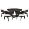 Leandro 7-piece Round Dining Table Set Burnished Black