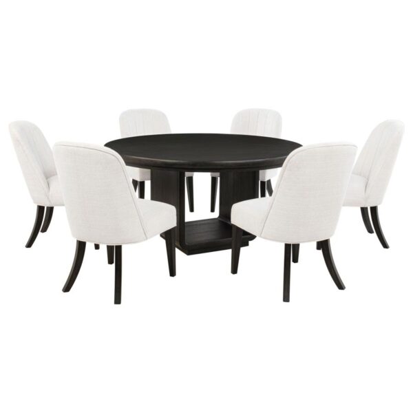 Leandro 7-piece Round Dining Table Set Burnished Black