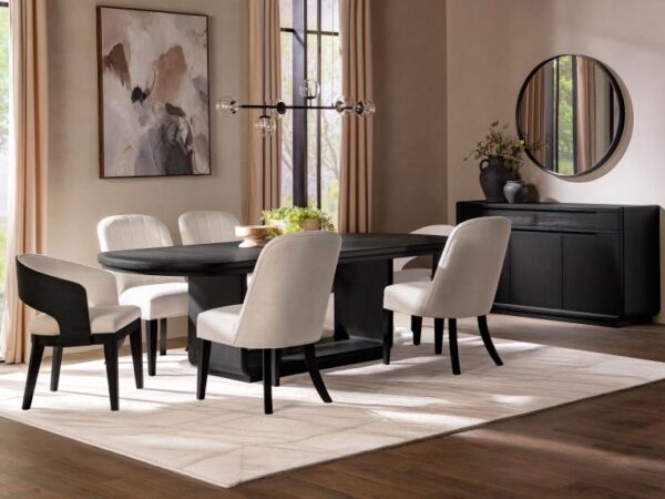 Leandro 7-piece Rectangular Dining Table Set Burnished Black