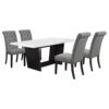 Sherry 5-piece Rectangular Marble Top Dining Table Set Grey