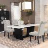 Sherry 5-piece Rectangular Marble Top Dining Table Set Sand