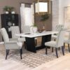 Sherry 7-piece Rectangular Marble Top Dining Table Set Sand