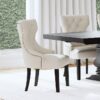 Baney Fabric Upholstered Dining Side Chair Beige and Black
