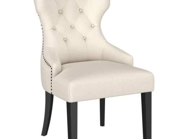 Baney Fabric Upholstered Dining Side Chair Beige and Black