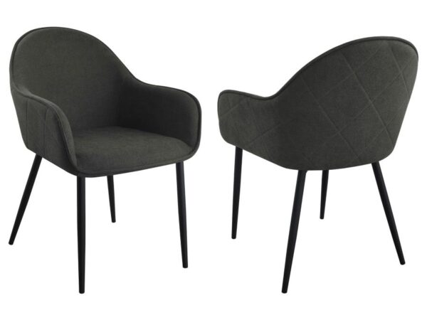 Emma Fabric Upholstered Dining Arm Chair Charcoal (Set of 2)