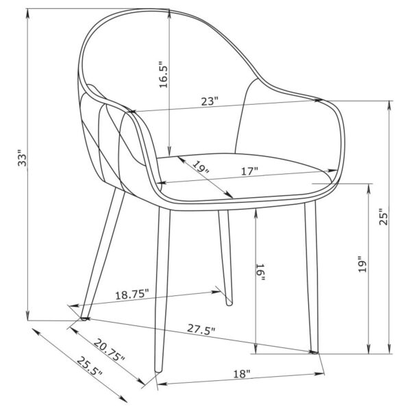 Emma Fabric Upholstered Dining Arm Chair Charcoal (Set of 2)