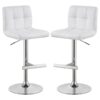 Lenny Upholstered Adjustable Bar Stool White (Set of 2)