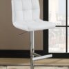 Lenny Upholstered Adjustable Bar Stool White (Set of 2)