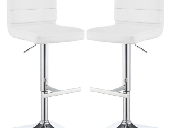 Bianca Upholstered Adjustable Bar Stool White (Set of 2)