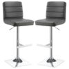 Bianca Upholstered Adjustable Bar Stool Grey (Set of 2)