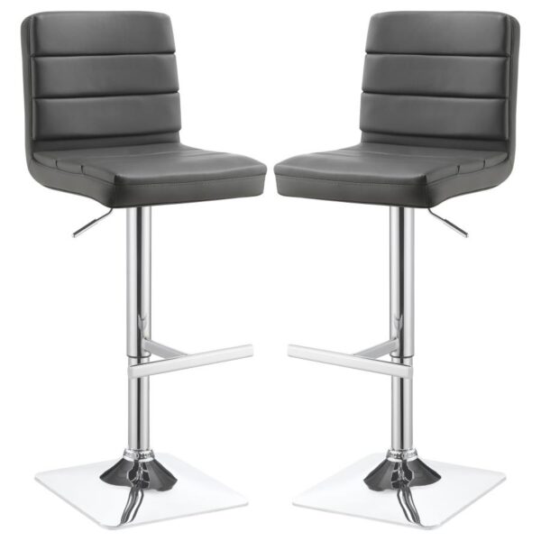 Bianca Upholstered Adjustable Bar Stool Grey (Set of 2)