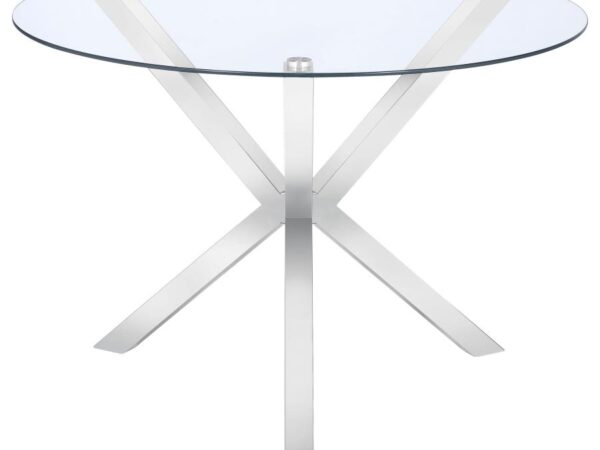 Vance Round 41-inch Glass Top Asterisk Dining Table Chrome