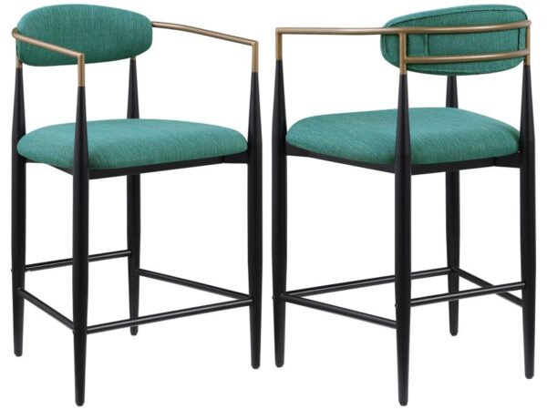 Tina Fabric Upholstered Counter Chair Green (Set of 2)