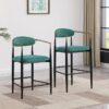 Tina Fabric Upholstered Counter Chair Green (Set of 2)