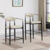 Tina Fabric Upholstered Bar Chair Beige (Set of 2)