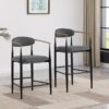 Tina Fabric Upholstered Bar Chair Dark Grey (Set of 2)