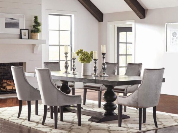 Phelps 7-piece Rectangular Dining Table Set Distressed Noir