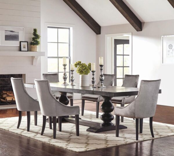 Phelps 7-piece Rectangular Dining Table Set Distressed Noir