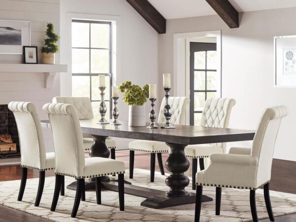 Phelps 7-piece Rectangular Dining Table Set Distressed Noir