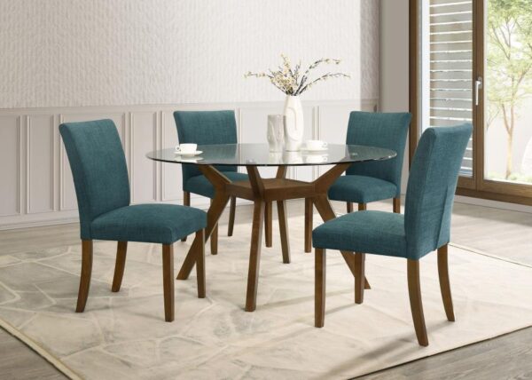 Paxton Round 48-inch Glass Top Wood Dining Table Brown