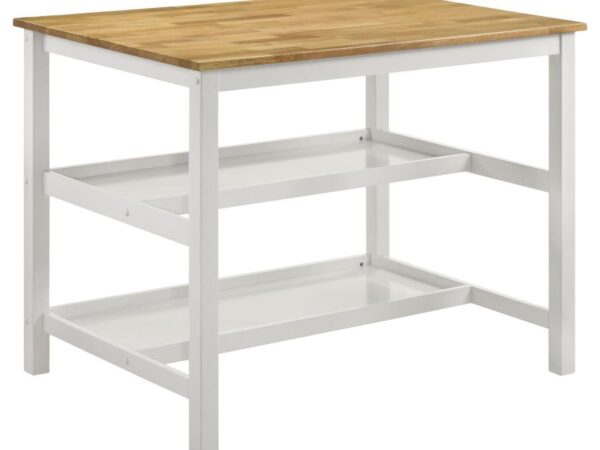Edgeworth Kitchen Island Counter Table Brown and White