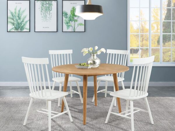 Andrews 5-piece Round Dining Table Set Light Ash and White