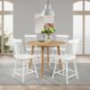 Andrews 5-piece Round Counter Dining Set Light Ash and White